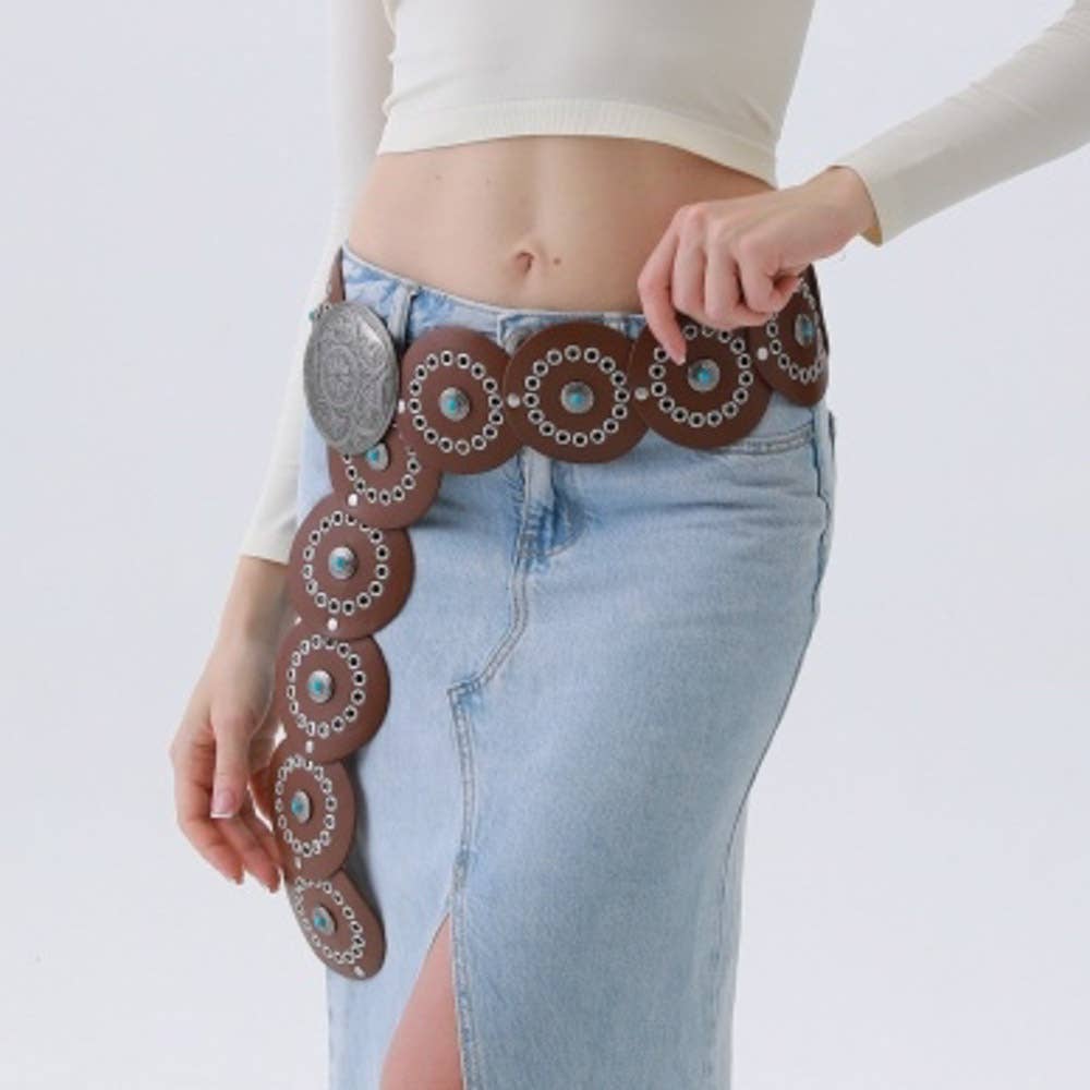 WESTERN CIRCLE BELT TURQUOISE EMBELLISHED, YB 8103