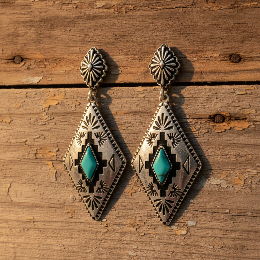Aztec Diamond Pendant Earrings