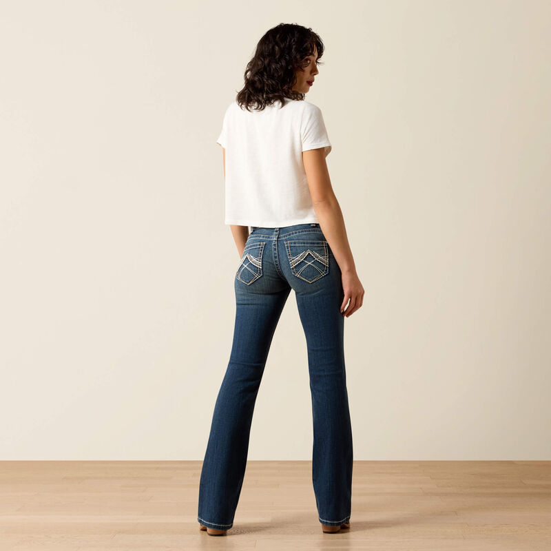 WMS Mid Rise Whipstitch Boot Cut Jeans