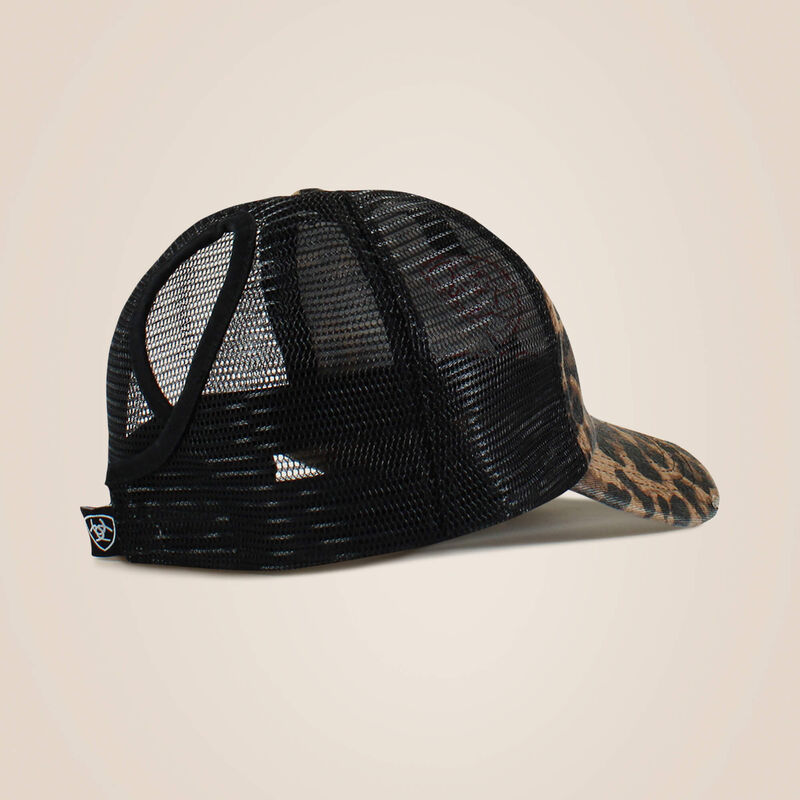 Embossed logo cheetah print cap