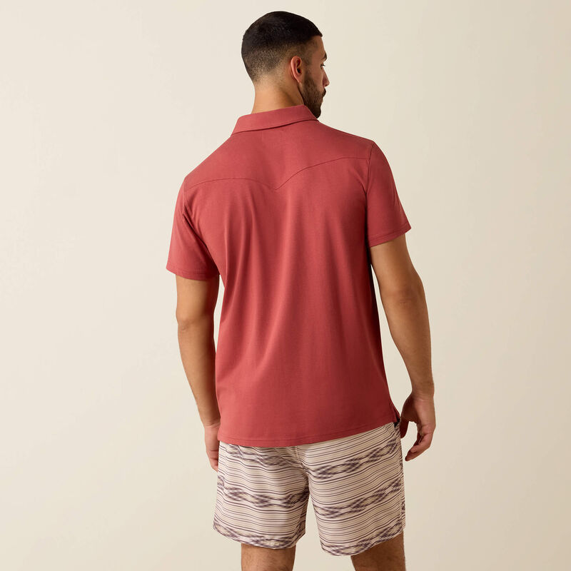 Retro Western Snap Polo-COWHIDE