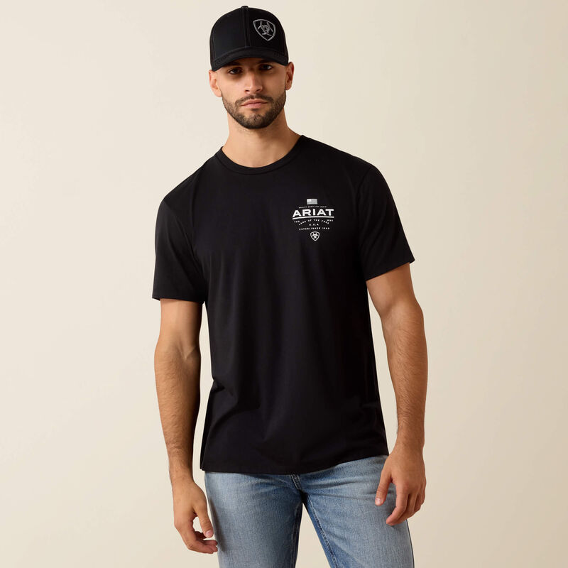 Ariat Lockup Flag Painted T-Shirt-Black