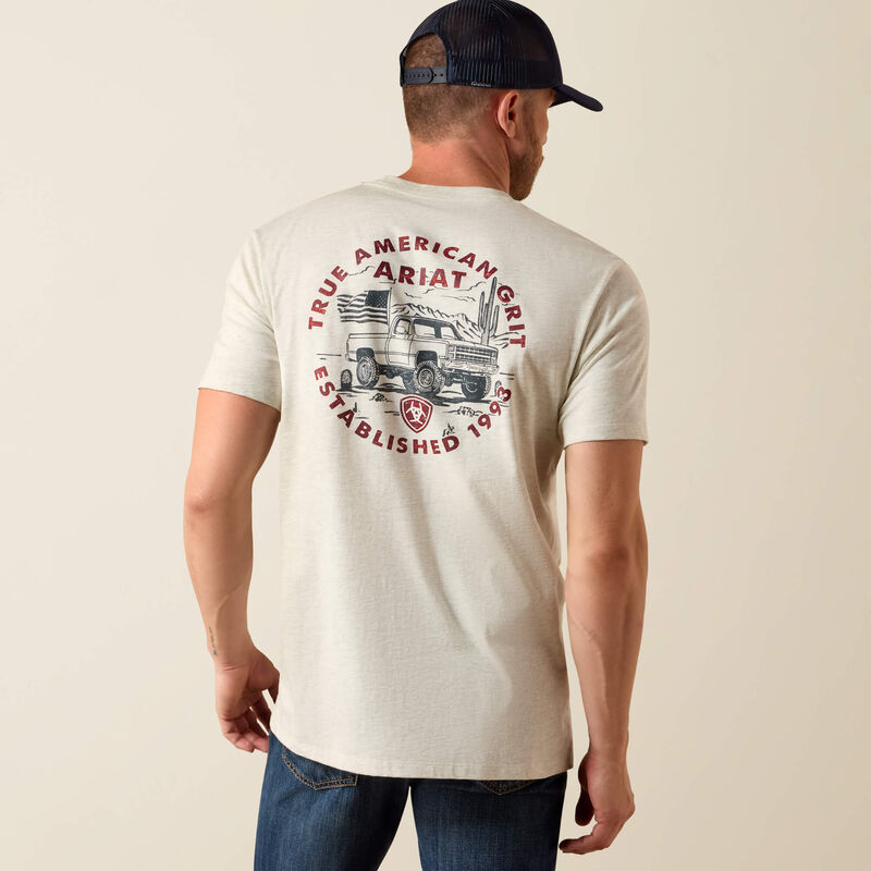 Ariat Trucker Freedom Flag T-Shirt-Oatmeal Heather