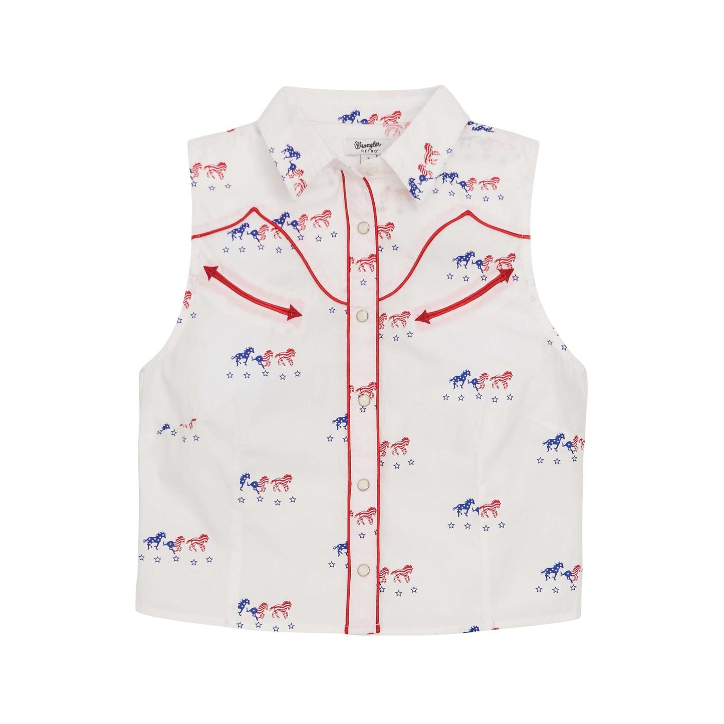 Wrangler Retro® Americana Sleeveless Snap Shirt - White - 112379496