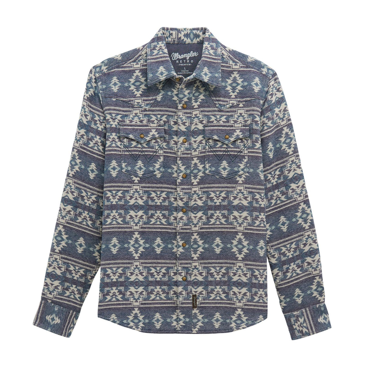 Wrangler Retro® Premium Long Sleeve Snap Shirt - Modern Fit - Navy