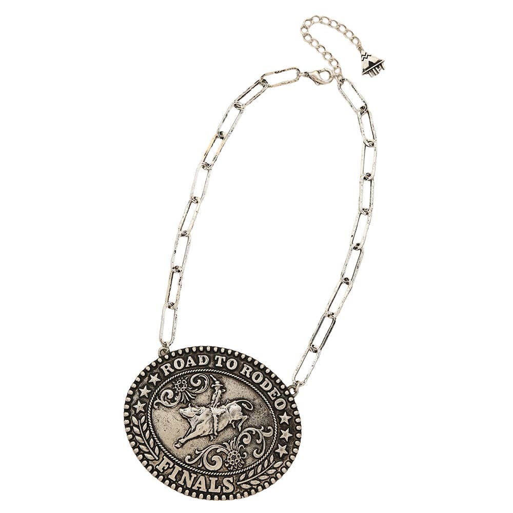 LARGE OVAL ROAD TO RODEO FINALS PENDANT CHAIN LINK, SN 0745