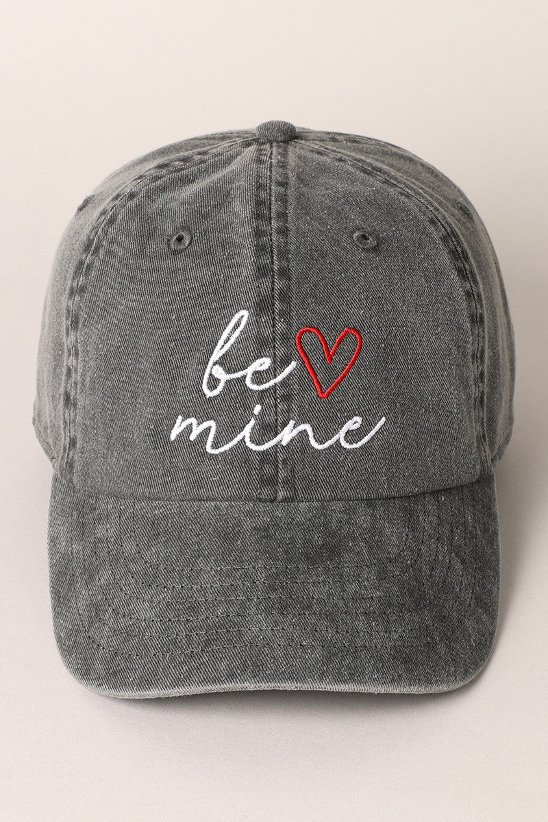 Valentine's Day Be Mine Lettering Embroidered Cap
