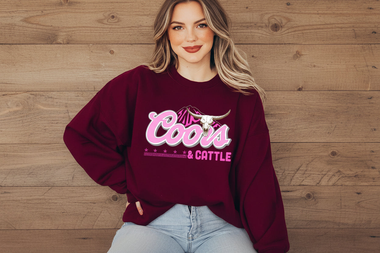 Coors & Cattle Western Skull Unisex Fleece Graphic Sweatshirt