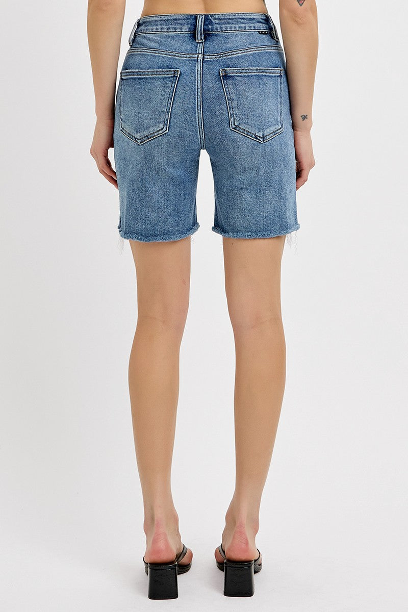Tummy Control High Rise Loose Fit Mid Length- Light Blue