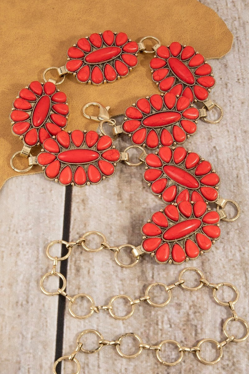 Western Assorted Color Concho Chain Belt
