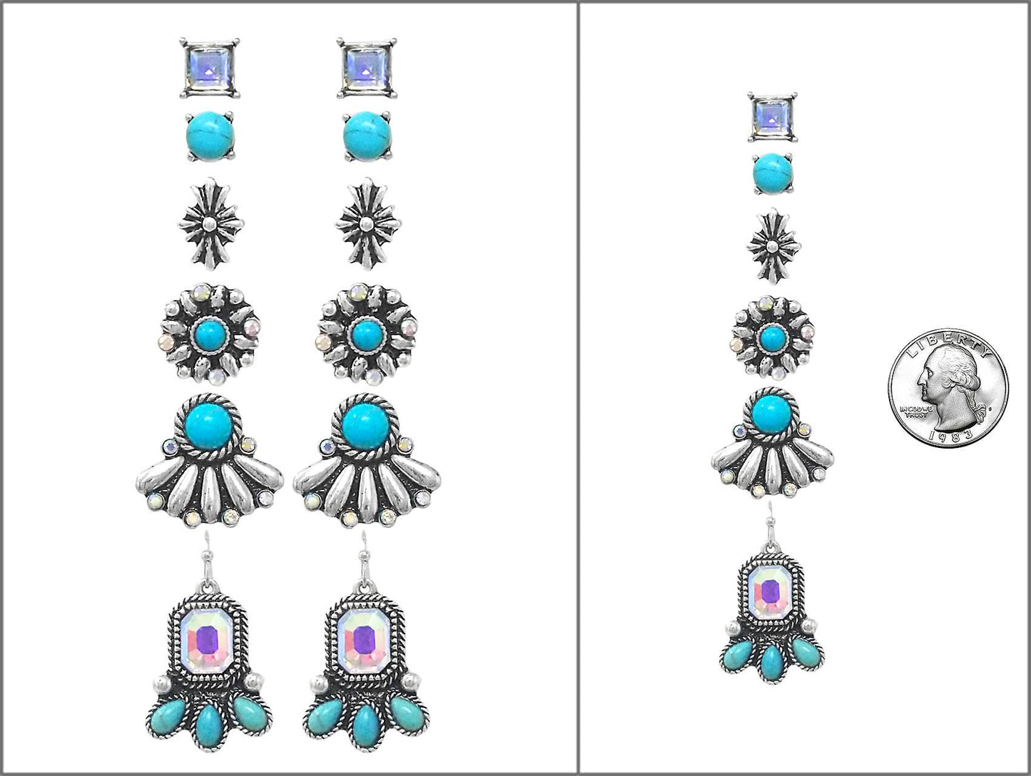 WESTERN SEMI STONE GLASS STONE EARRING SET, AE 8941