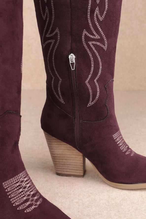 Abby Embroidered Over Knee Western Boots