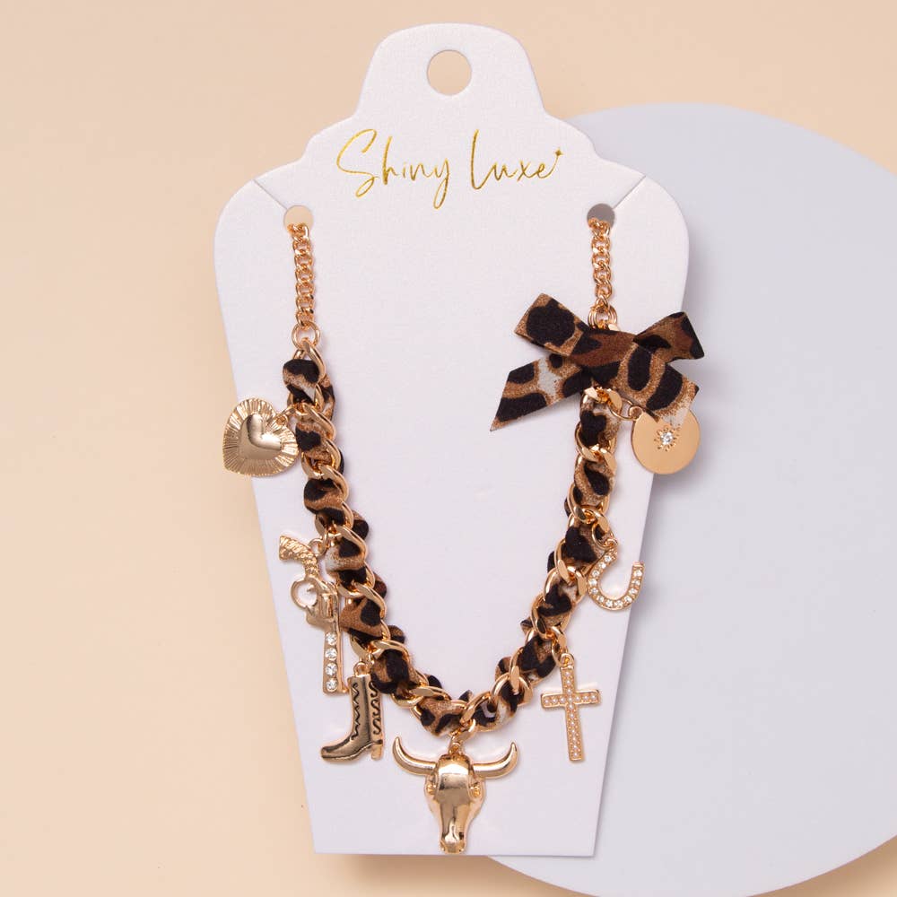 Western Leopard Theme Charm Necklace