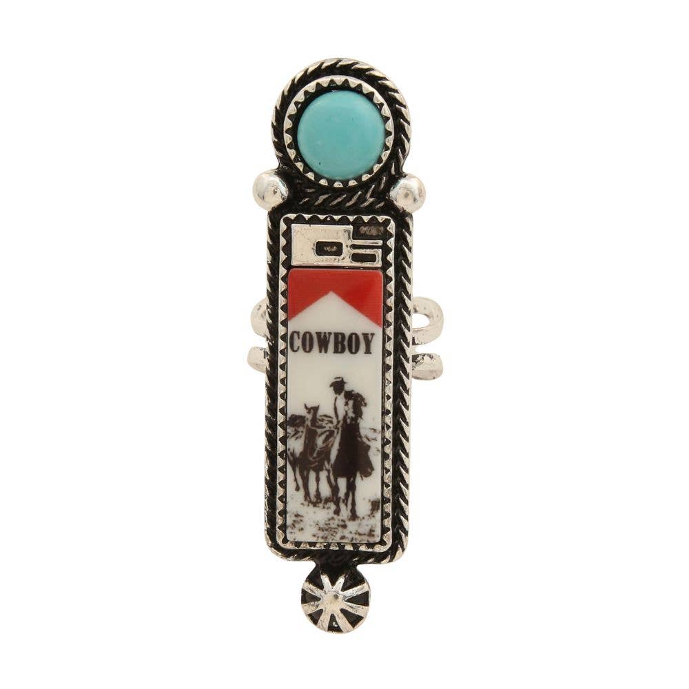 WESTERN TURQUOISE BEAD COWBOY LIGHTER SHAPE ADJUST, SR 0650