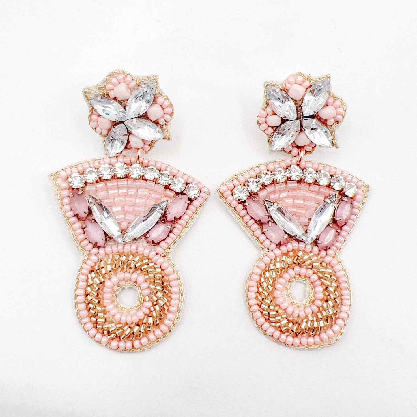 With This Ring Pink Beaded Earrings
