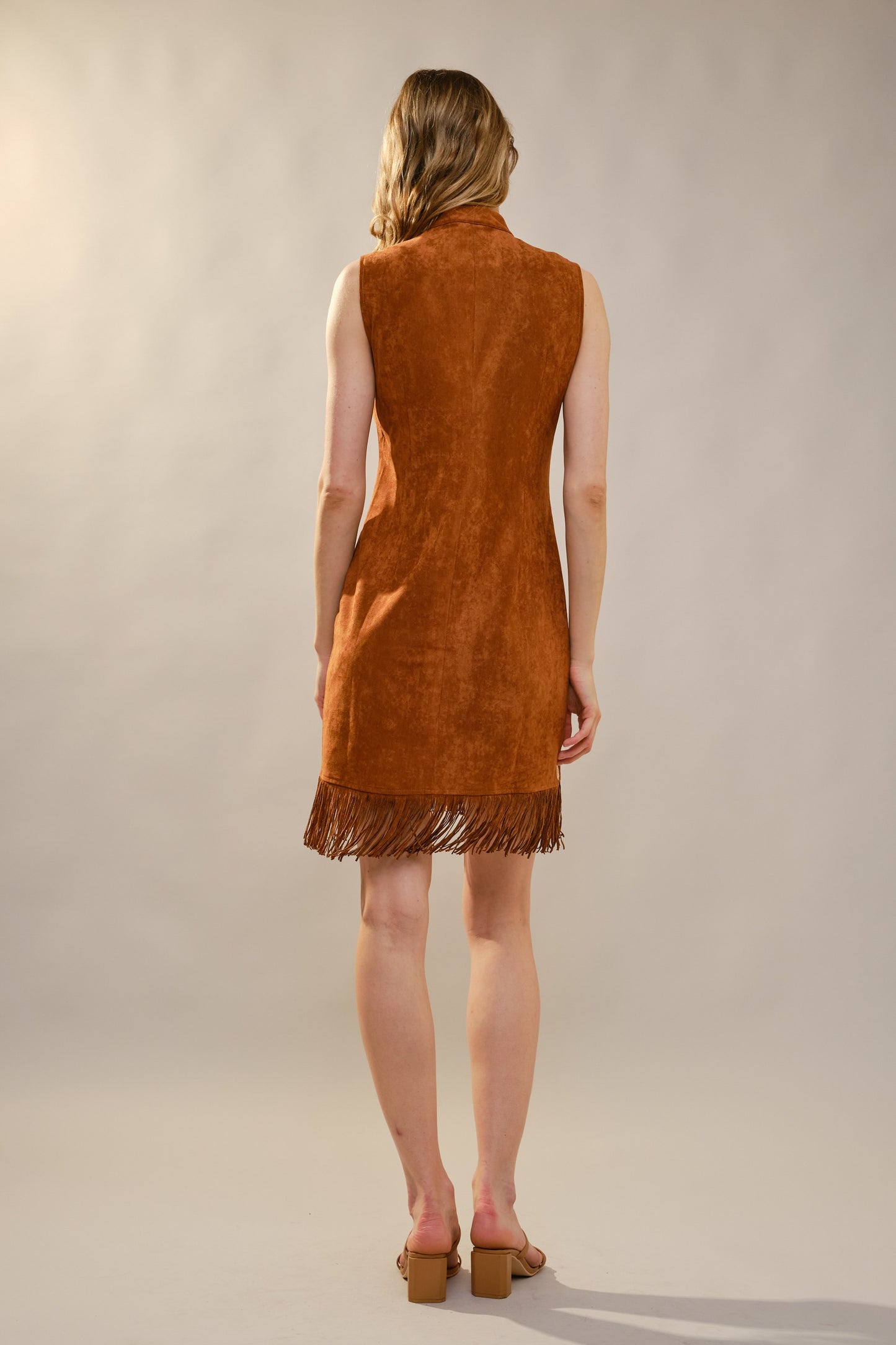 Embroidered Suede Fringe Dress