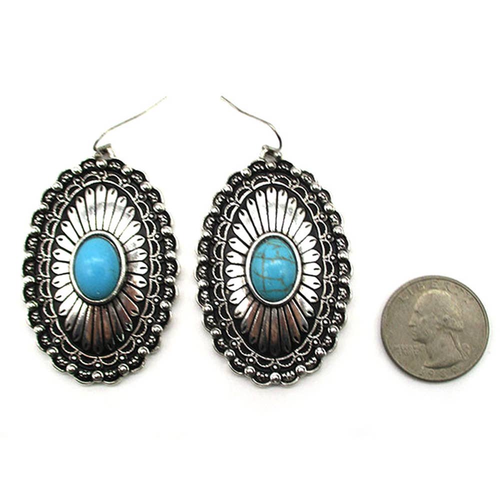 WESTERN OVAL TQ CONCHO EARRING, SE 3105