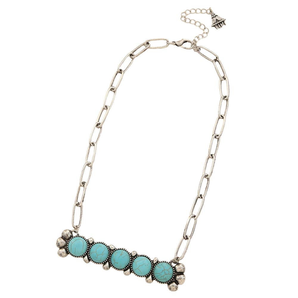 WESTERN STYLE TURQUOISE QUINT BAR NECKLACE, SN 0864