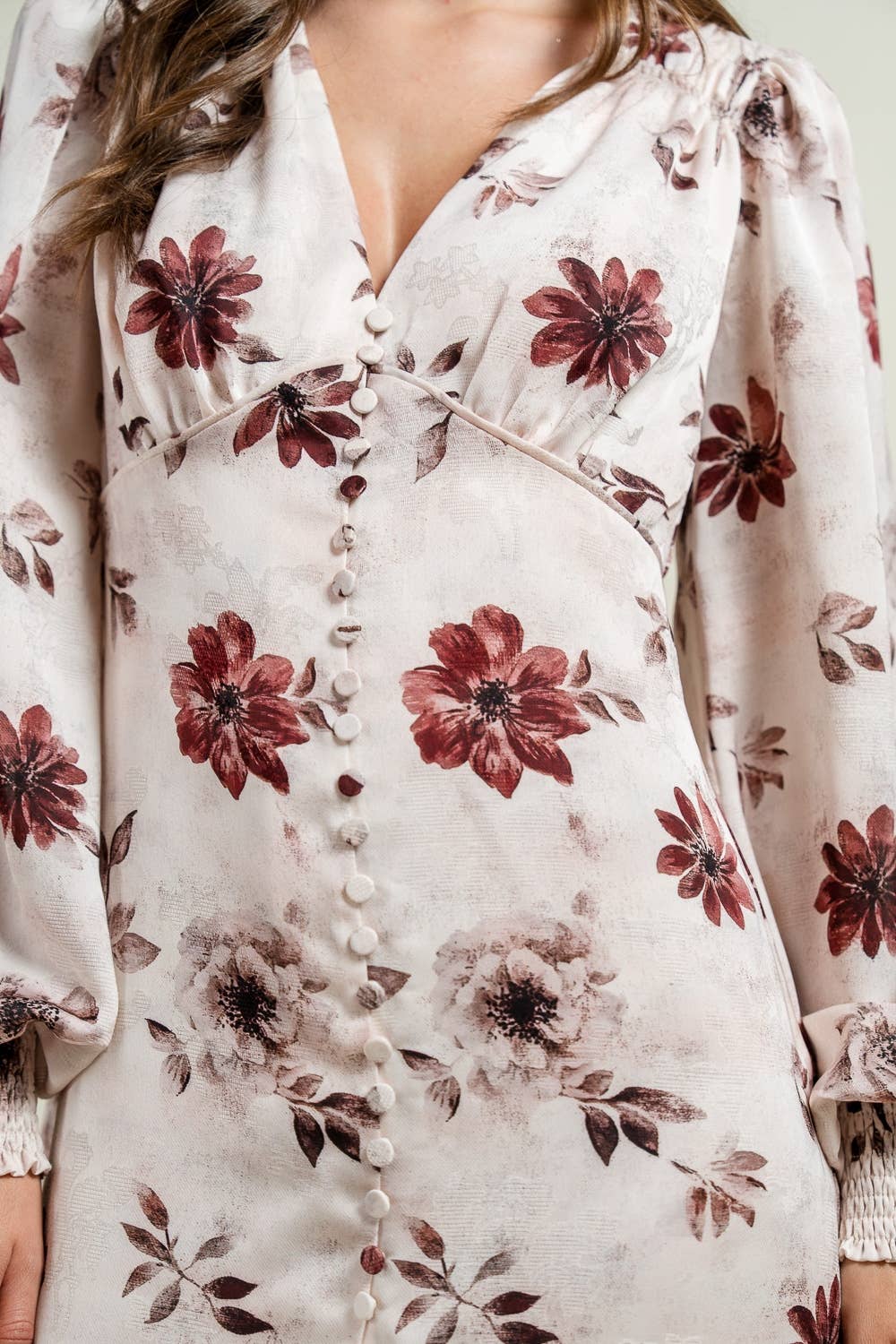 BUTTON FRONT FLORAL DRESS