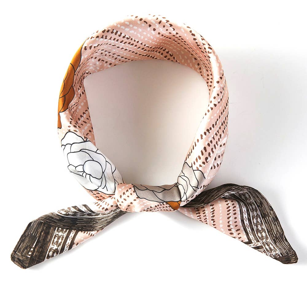 Rose Print Square Bandana Scarf