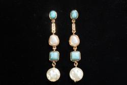 Blazin Roxx Ladies Earrings White Turquoise Stones