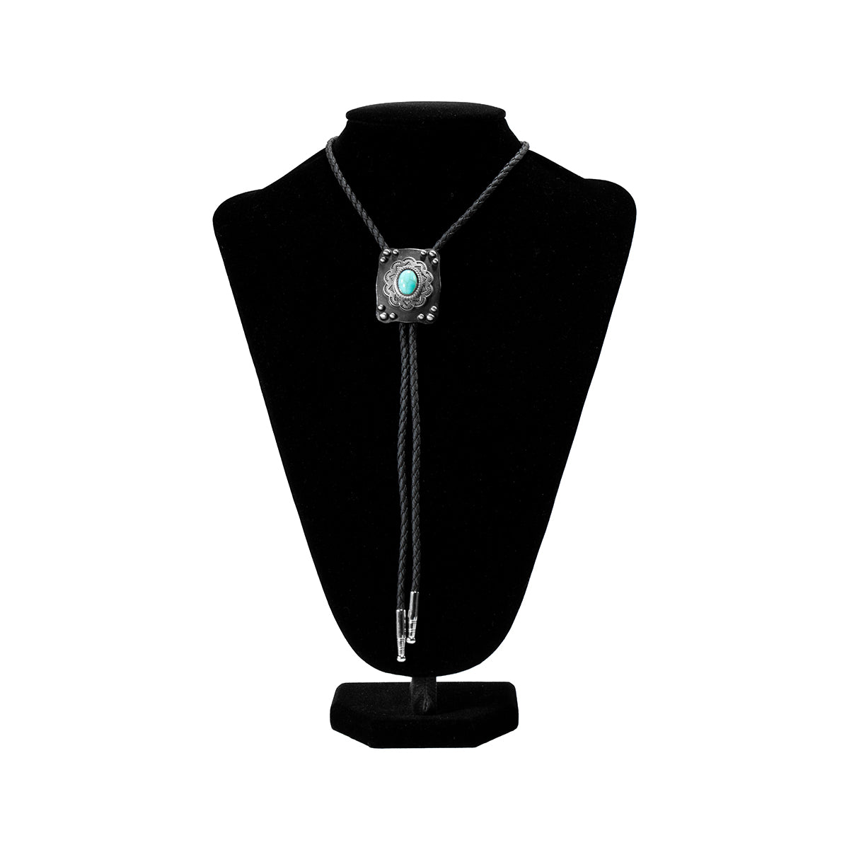 Double S Bolo Tie Dark Antique Turquoise
