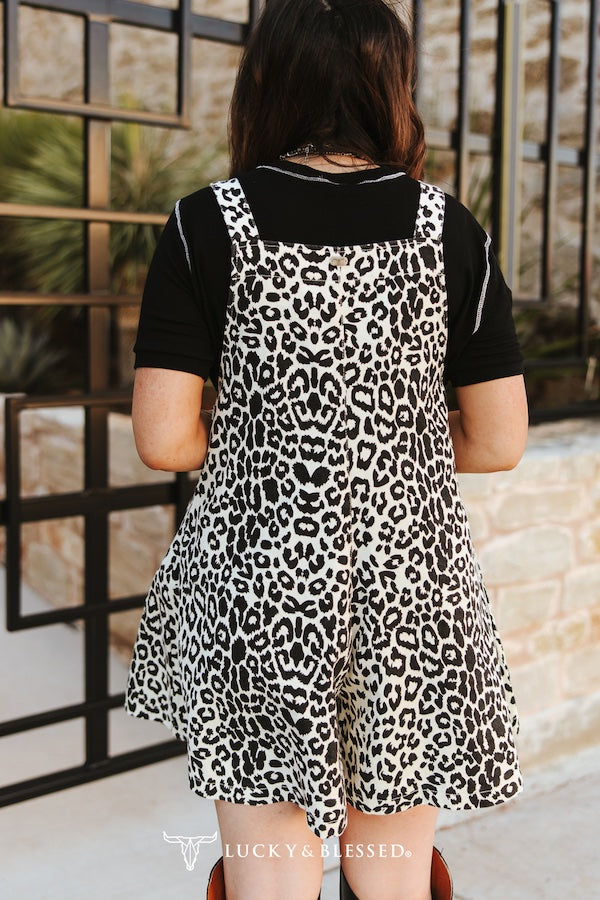 Light Leopard Overall Romper With Side Pockets