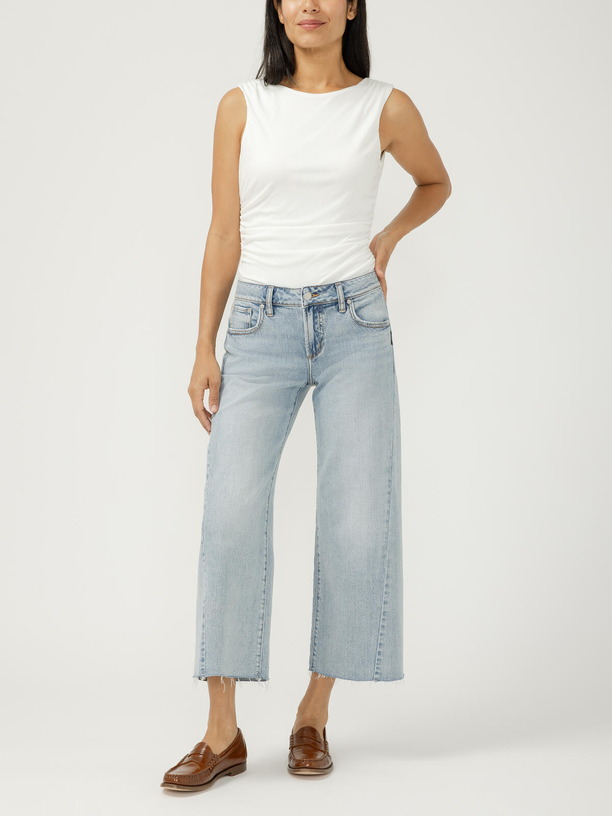 Suki Mid Rise Cropped Wide Leg Jeans/West End