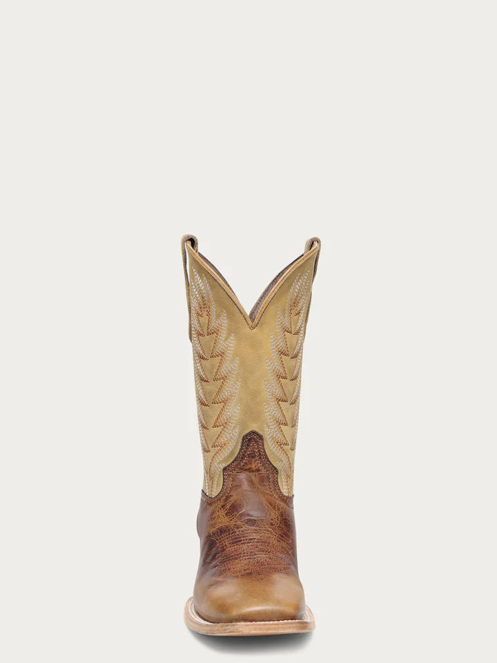 MEN'S HONEY BROWN EMBROIDERY WIDE SQUARE TOE CIRCLE G COWBOY BOOT