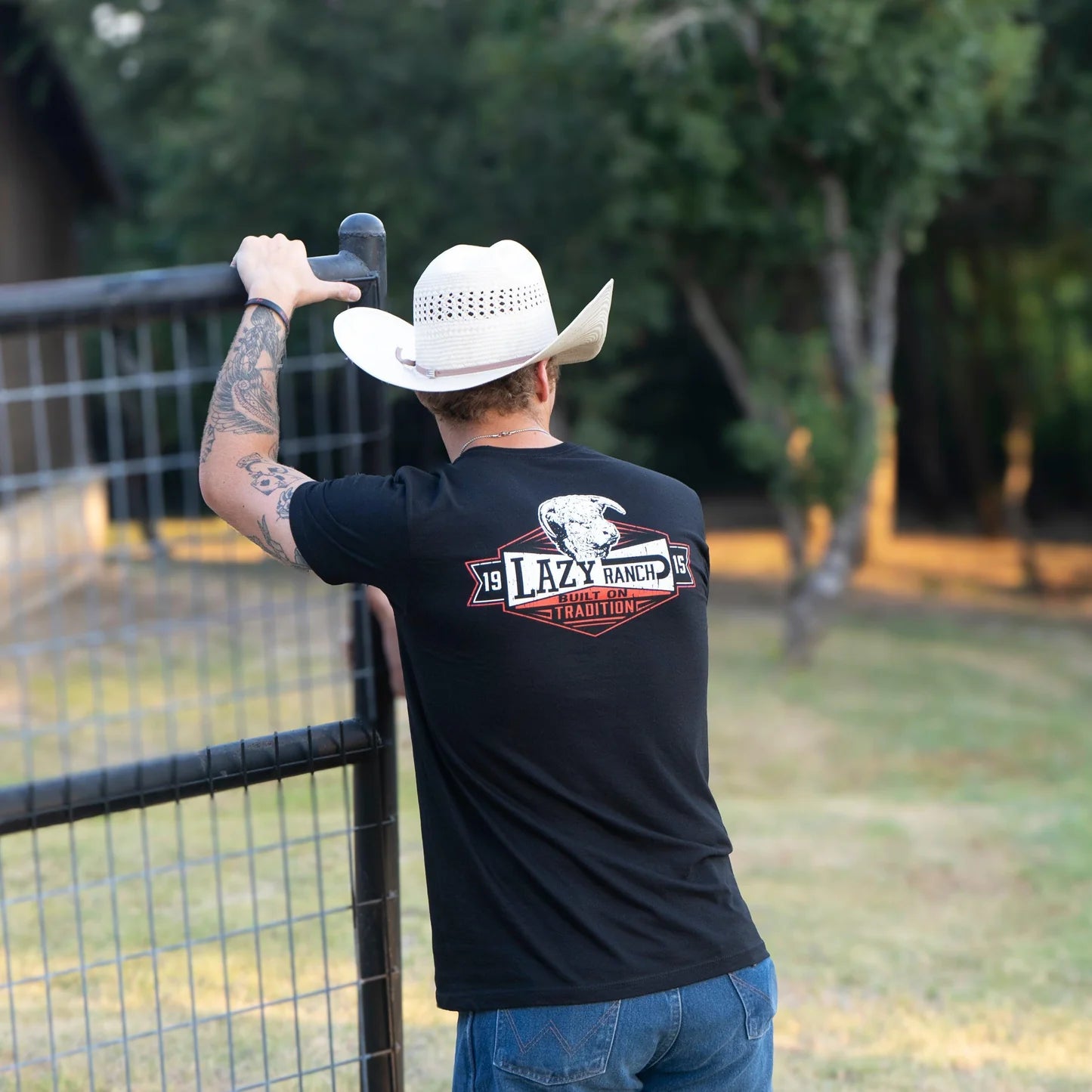 Lazy J Ranch Black Domino Short Sleeve T-Shirt - Black