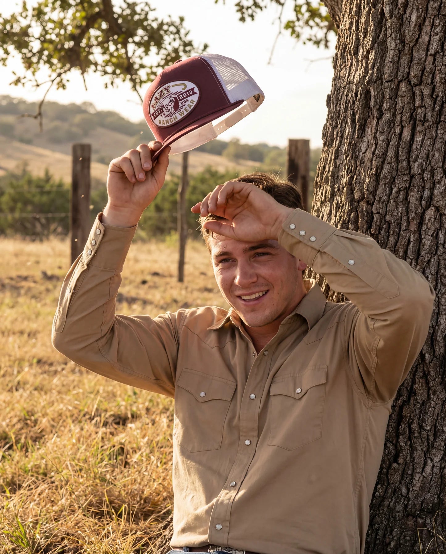 Lazy J Ranch Maroon & White Cattle King Classic Rope Trucker Hat