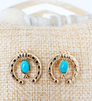 New Mexico Mood Turquoise & Gold tone Earrings