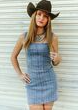 Mid Wash Stretch Denim Rhinestone Corset Dress