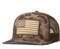 Ariat Mens Cap R112 SnapBack Camo American Flag Brown