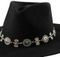 3D Hatband 1" Scalloped Oval Butterfly Conchos Turquoise