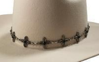 3D Hatband 1" Gun Metal Engraved Cross Black
