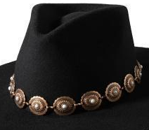 3D Chain Hatband 1" Concho Stone Copper