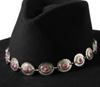 3D Chain Hatband 1" Concho Stone Pink