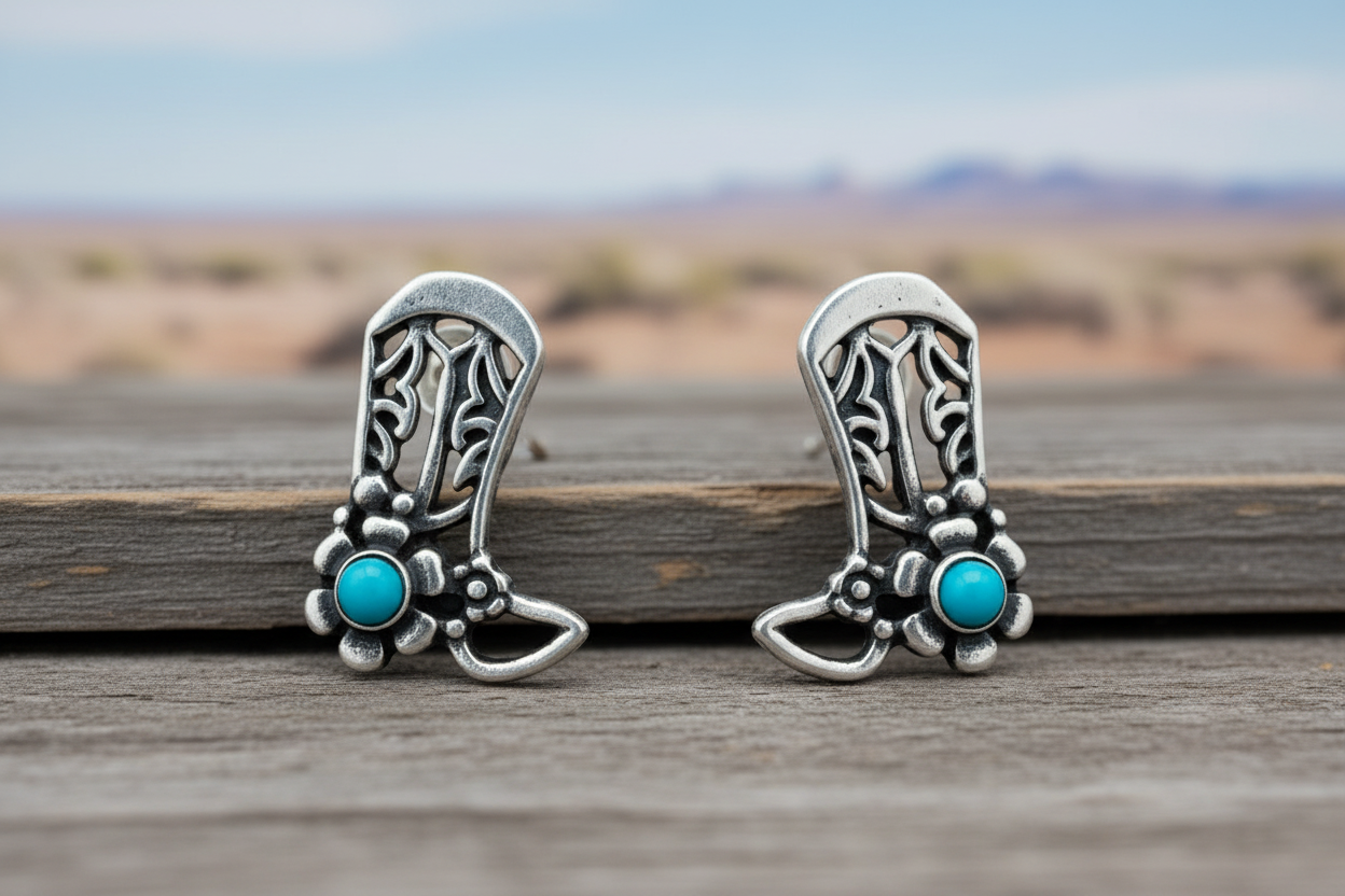 Cowgirl Cutie Silvertone Stud Earrings