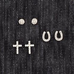 Silver Strike Earrings 3pr Stud SET