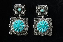 Silver Strike Ladies Earrings Turquoise Stones