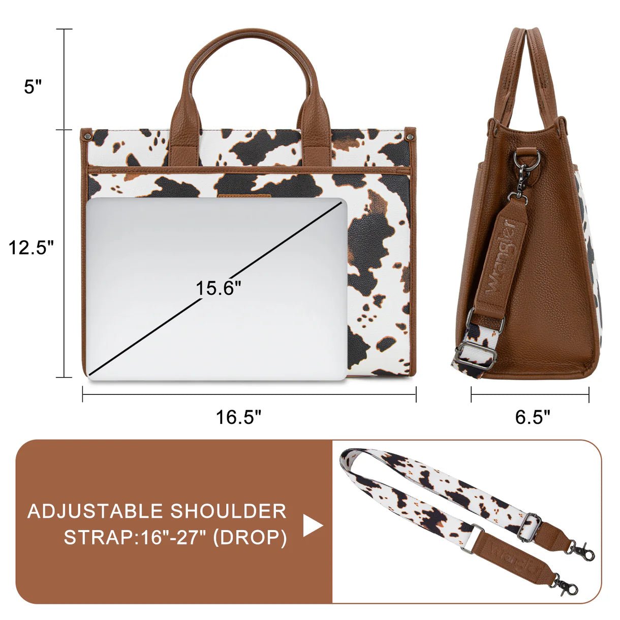 WG288-8119 Wrangler Carry-All Large Tote Work Tote /Crossbody - Cow-Brown