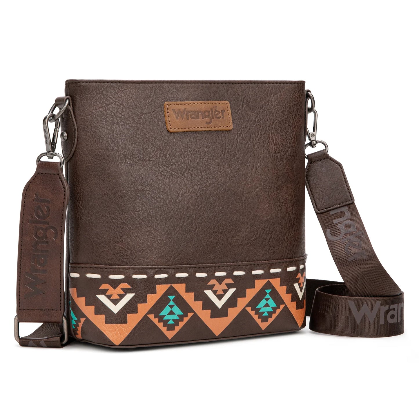 Wrangler Aztec Print Crossbody Bag -Coffee