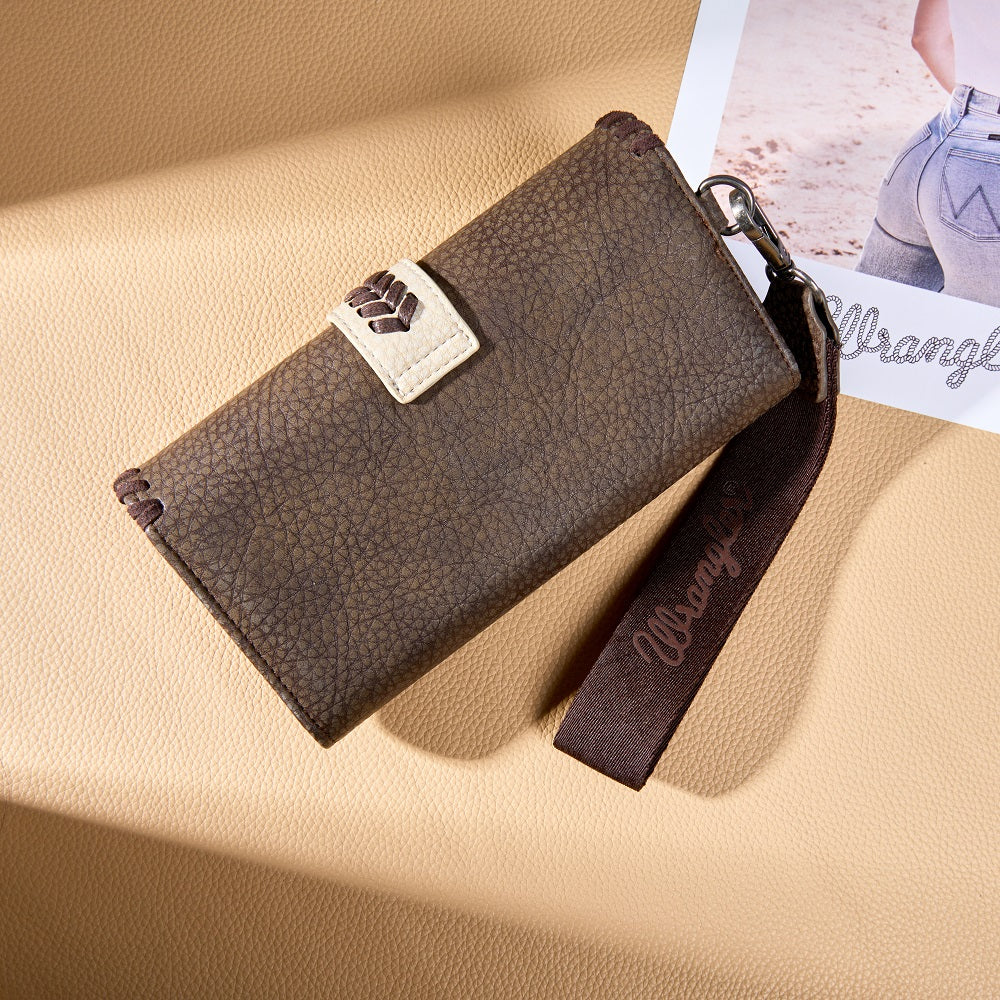 WG454-W018CF Wrangler Western Buckle RFID Wallet - Coffee