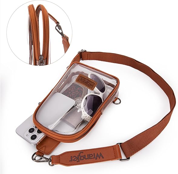 WG87-226 Wrangler Clear Sling Bag/Crossbody/Chest Bag - Brown