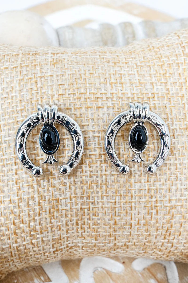 New Mexico Mood Black & Silvertone Earrings