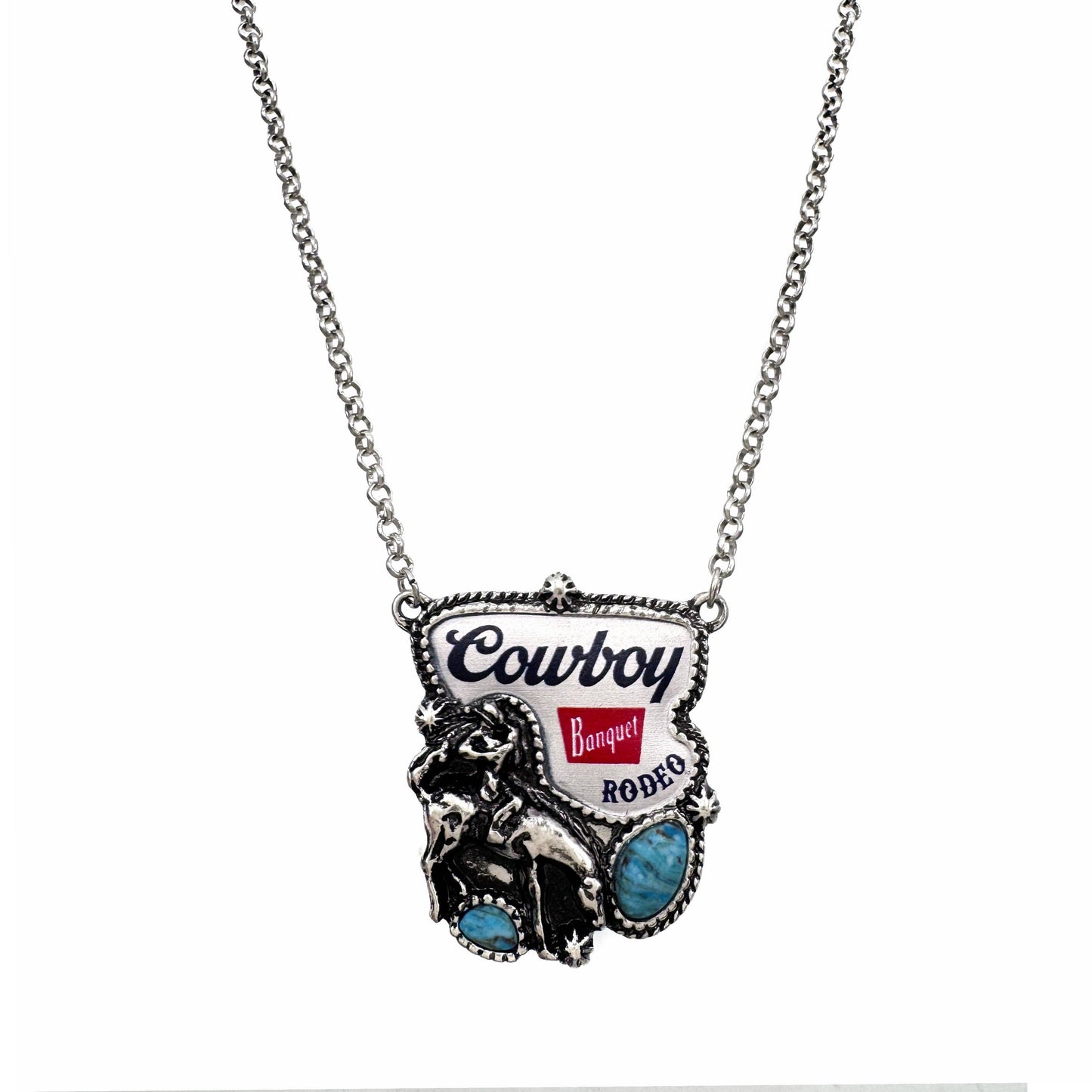 Cowboy Rodeo Beer Turquoise Western Necklace