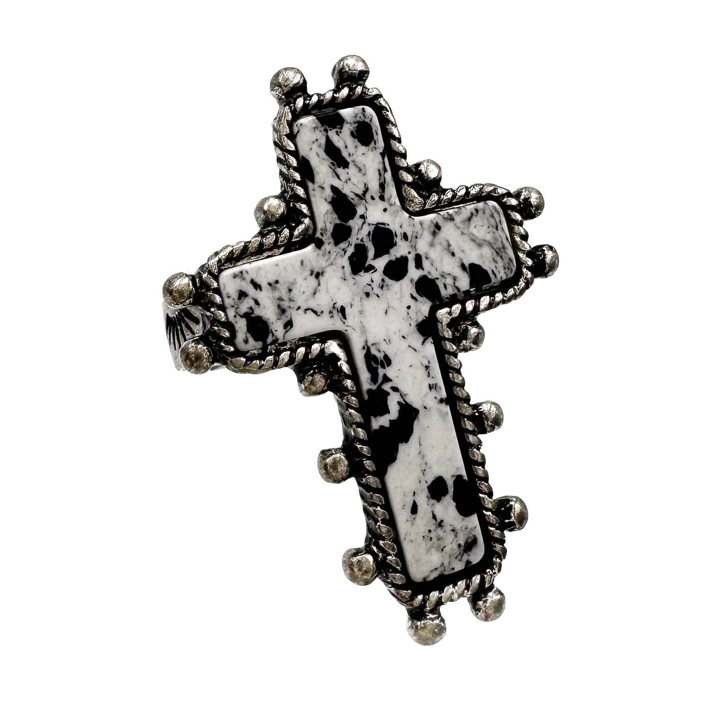 Cross Turquoise Stone Western Band Stretch Ring