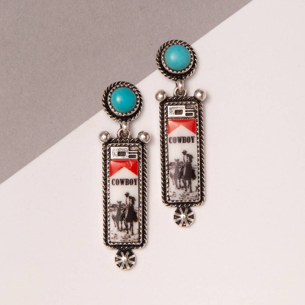 Western Cowboy Lighter Turquoise Earring