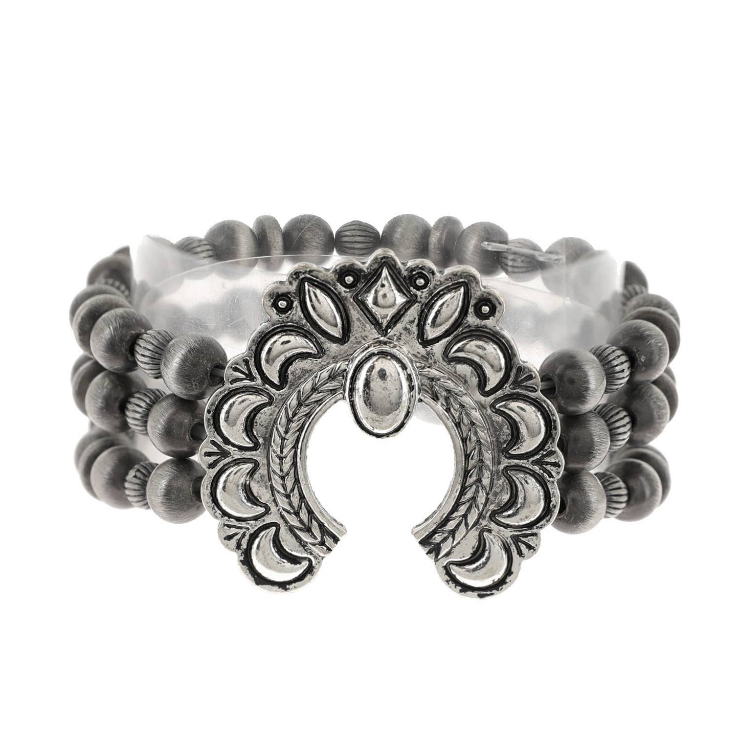 Western Squash Blossom 3 Layer Navajo Pearl Beaded Bracelet